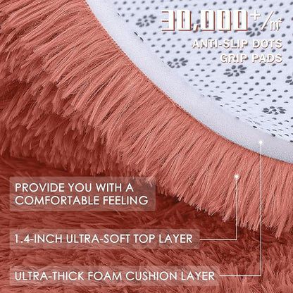 OLANLY 6x9 Machine Washable Large Area Rugs for Living Room, Bedroom, Soft Fluffy Shaggy Bedside Rug, Indoor Floor Carpet for Kids Girls and Boys, Dorms, Nursery, Home Decor Aesthetic, Rust Red
