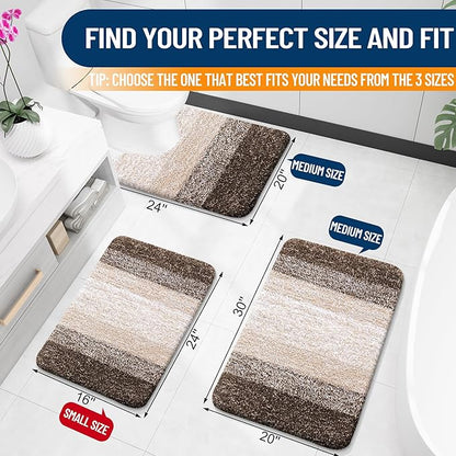 OLANLY Large Bathroom Rugs Mat 40x24, Extra Soft Absorbent Microfiber Bath Rugs, Rubber Backing, Quick Dry, Washable Bath Mats for Bathroom Floor, Tub and Shower, Home Decor Accessories, Light Brown