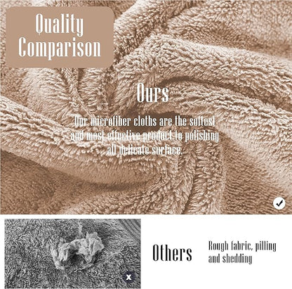 Sunny zzzZZ 24 Pack Kitchen Dishcloths - Does Not Shed Fluff - Reusable Dish Towels, Dish Cloths, Super Absorbent Coral Fleece Cleaning Cloths, Nonstick Oil Washable Fast Drying, 10 x 20 Inch (Brown)