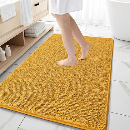 OLANLY Large Bathroom Rugs 59x35, Soft Absorbent Chenille Bath Rugs, Rubber Backing Quick Dry, Machine Washable Bath Mats for Bathroom Floor, Tub and Shower, Home Decor Accessories, Golden Yellow