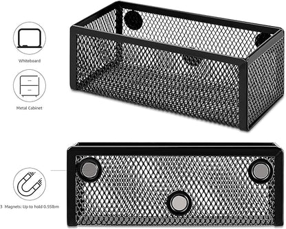 Amazon Basics Magnetic storage Bins, Office Caddy Storage, Black, Pack of 3, 6" x 2.5" x 2.2"