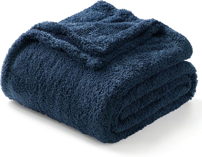Exclusivo Mezcla Fleece Bed Blankets Queen Size, Ultra Soft, Lightweight and Fuzzy Navy Blue Blanket for Women, Home Decor, 90x90 Inches