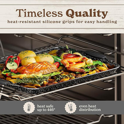 Country Kitchen Nonstick Stackable Bakeware Set - Heavy Duty, Durable, Easy Release Baking Set, Black, 4 Pcs