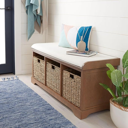 Safavieh American Homes Collection Lonan Grey and White Wicker Storage Bench