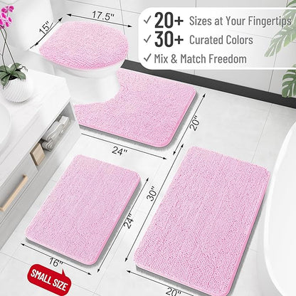 OLANLY Large Bathroom Rugs 40x24, Extra Soft Absorbent Chenille Bath Rugs, Rubber Backing Quick Dry, Machine Washable Bath Mats for Bathroom Floor, Tub and Shower, Home Decor Accessories, Pink