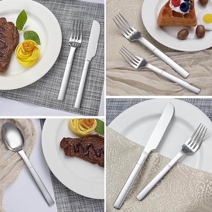 Heavy Duty Silverware Set for 8, 40 Piece Stainless Steel Flatware Utensils Cutlery Set Including Knife Fork and Spoon, Mirror Polished, Gift Package for Wedding Housewarming, Dishwasher Safe