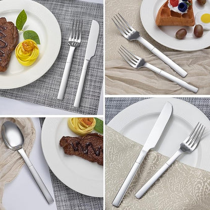 Heavy Duty Silverware Set for 8, 40 Piece Stainless Steel Flatware Utensils Cutlery Set Including Knife Fork and Spoon, Mirror Polished, Gift Package for Wedding Housewarming, Dishwasher Safe