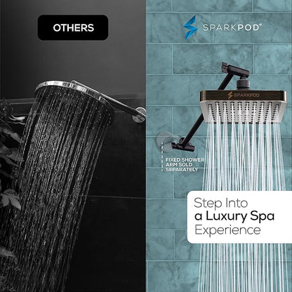SparkPod Square Rain Shower Head with Extension Arm - Height Adjustable Shower Head with High Pressure Performance - Easy 1-Minute Installation (11" Arm Extension, Vintage Oil-Rubbed Bronze)