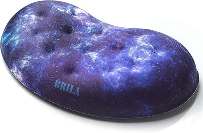 BRILA Ergonomic Memory Foam Mouse Wrist Rest Support Pad Cushion for Computer, Laptop, Office Work, PC Gaming - Massage Holes Design - Wrist Pain Relieve (Nebula Galaxy Space)