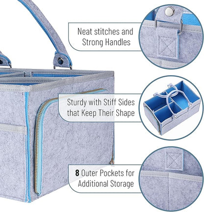 Mr. Pen- Large Baby Diaper Caddy Organizer, 2 Pack, Blue Inside, Nursery Storage Bin and Car Organizer for Diapers and Baby Wipes