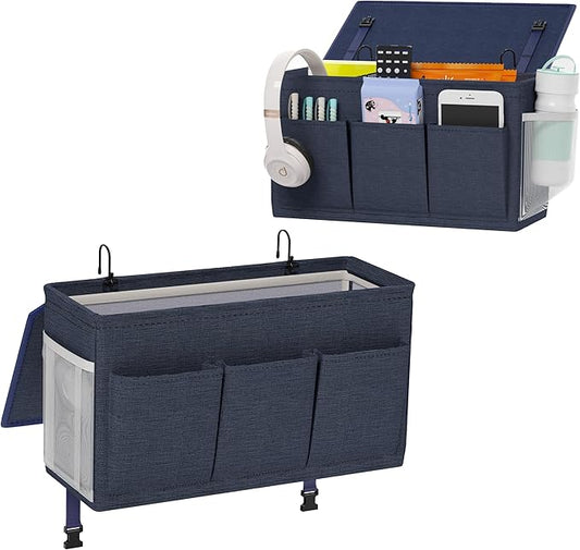Edudif Dual-purpose Bedside Caddy Bedside Organizer, Bed Caddy with 6 Pockets, Versatile Bedside Storage Solution Magazine Remotes holder, ideal for Home, Dorm, Hospital, Crib Bed