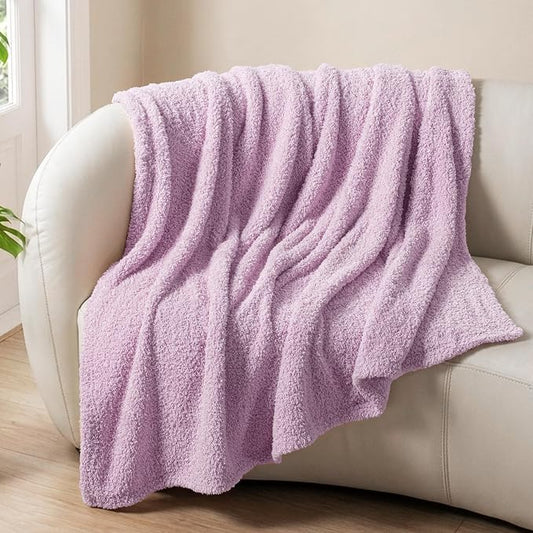 Exclusivo Mezcla Fleece Light Purple Throw Blanket for Couch Sofa, Ultra Soft, Lightweight and Fluffy Blankets for Women, All Season, 50x60 Inches