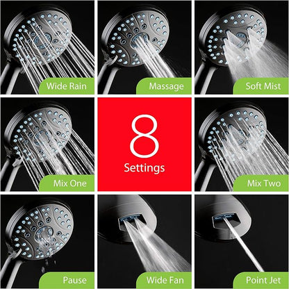 Hotel Spa AquaCare As-Seen-On-TV High Pressure 50-mode Rain & Handheld 3-way Shower Head Combo - Anti-clog Nozzles/Tub, Tile & Pet Power Wash/Extra Long 6 ft. Stainless Steel Hose/ORB Bronze Finish
