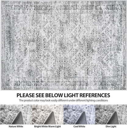 8x10 Area Rugs for Living Room Rug Washable: Abstract Large Rug for Dining Room Bedroom Carpet Non Slip 8 by 10 Indoor Modern Nursery Home Office Grey