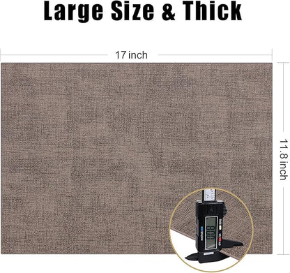 Homaxy Faux Leather Heat Resistant Placemats for Dining Table Set of 6, Waterproof Wipeable Washable PU Table Mats, Easy to Clean Anti-Slip Place Mats, 11.8" x 17", Dark Brown