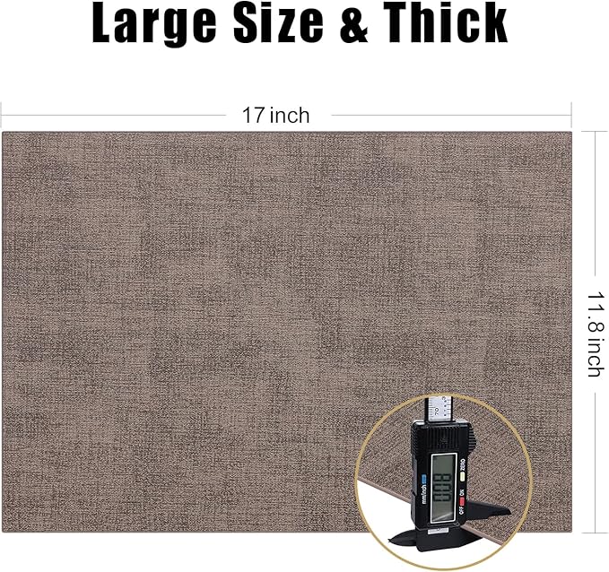 Homaxy Faux Leather Heat Resistant Placemats for Dining Table Set of 8, Waterproof Wipeable Washable PU Table Mats, Easy to Clean Anti-Slip Place Mats, 11.8" x 17", Dark Brown