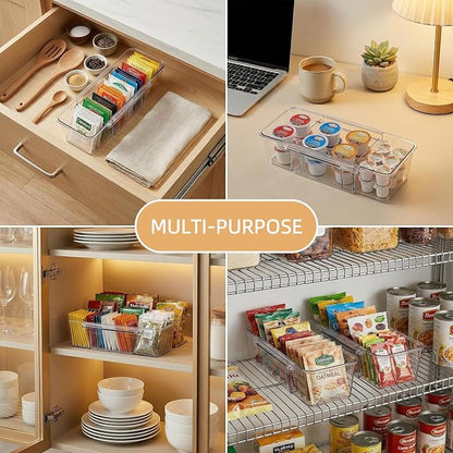Tea Bag Holder，Expandable Tea Bag Organizer Boxes，Clear Acrylic Tea Bag Storage Bins,Kitchen Utensils for Sugar Packet, Coffee, Condiment for Drawer,Cabinet, Countertop,Pantry,1 Pack