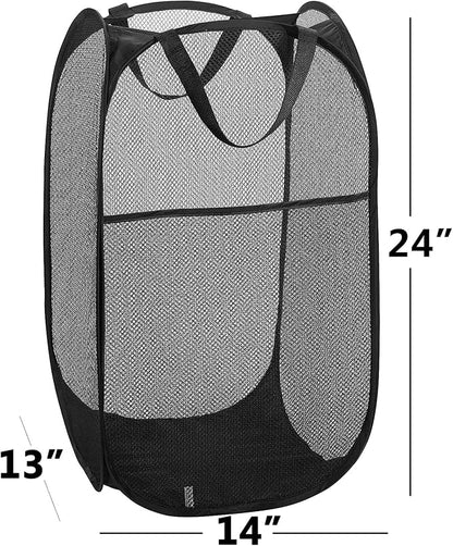 2 pop-up Laundry Hamper，Foldable mesh Laundry Baskets (Each with 2 Reinforced Handles)…