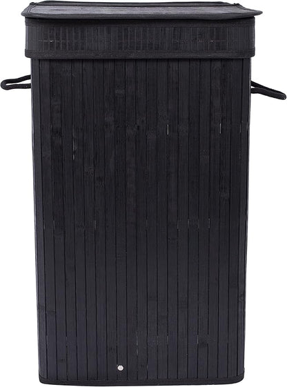 BIRDROCK HOME Square Laundry Hamper with Lid and Cloth Liner, Medium Basket with Soft Handles, Durable Collapsible Fabric Bin for Clothes,Towels, Dorm, Narrow Closet, Bedroom, Dirty Laundry - Espresso