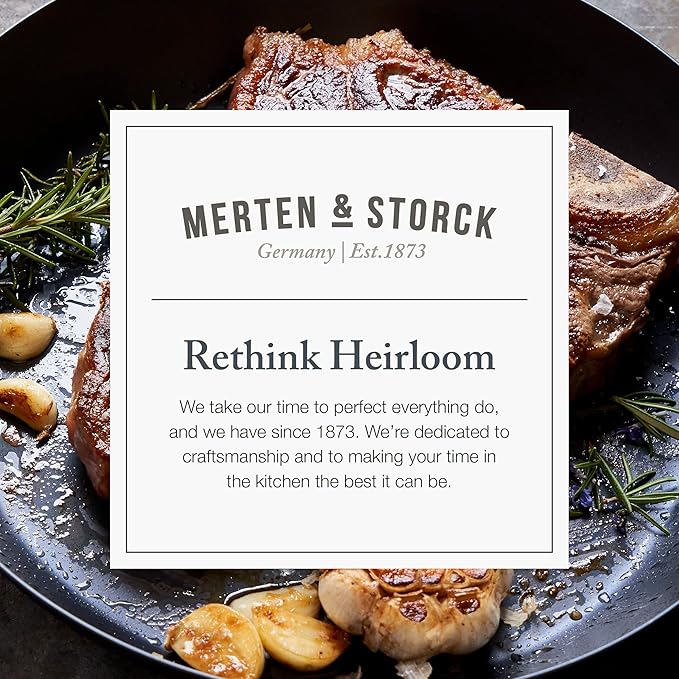 Merten & Storck Pre-Seasoned Carbon Steel 12” Frying Pan Skillet, Use on Induction, Stove and Grill, Durable, Even-Heating, for Searing, Grilling, Oven Use, and Campfire, Indoor/Outdoor