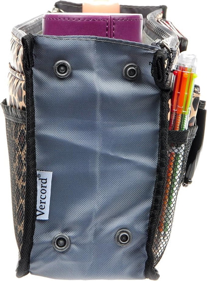Vercord Purse Organizer Insert for Handbags Bag Organizers Inside Tote Pocketbook Women Nurse Nylon 13 Pockets Leopard Small