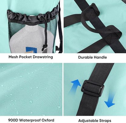 BALEINE 150L Laundry Bag Backpack, 900D Oxford Fabric Large Travel Laundry Bags with Shoulder Straps and 2 Mesh Pockets for College Dorm, Apartment, Laundromat (Sky Blue, 150L)