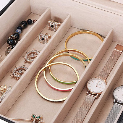 BEWISHOME Jewelry Box Organizer, 2-Layer Necklace Organizer Box, Modern Style Necklace And Bracelet Storage Case, Necklace Case for Women, Girls (Black SSH31B)