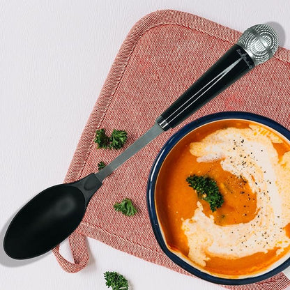 Rise8 Studios Microphone Spoon Kitchen Utensil - Fun Novelty Cooking Gadget & Unique Gift for Musicians, Singers, Karaoke Stars - Music Themed Housewares