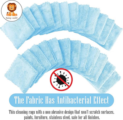Sunny zzzZZ 24 Pack Kitchen Dishcloths - Does Not Shed Fluff - Reusable Dish Towels, Dish Cloths, Super Absorbent Coral Fleece Cleaning Cloths, Washable Fast Drying, 10 x 10 Inch (Aquamarine)