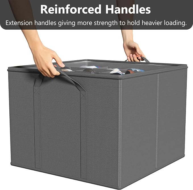 SUOCO 2 Pack Shoe Organizer for Closet, Fits up to 32 Pairs, Small Space Shoe Storage Boxes Bins Containers w/Adjustable Dividers and Clear Top, Grey