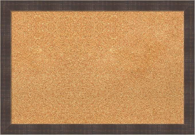 Amanti Art Natural Cork Board for Wall, 18x26 Vision Board with Brown Wood Frame, Medium Corkboard Office Decor for Home Organization, Rustic Farmhouse Corkboard Pinboard to display items for home