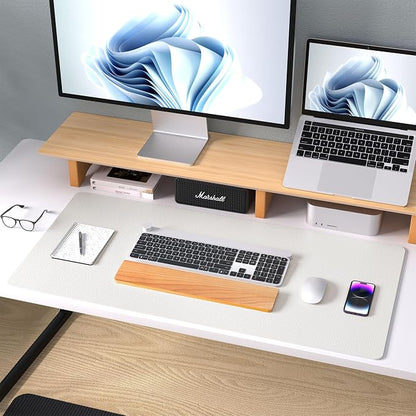 Aothia Leather Desk Pad Protector, Mouse Pad, Office Desk Mat, Non-Slip PU Leather Desk Blotter, Laptop Desk Pad, Waterproof Desk Writing Pad for Office and Home (Off-White,31.5" x 15.7")