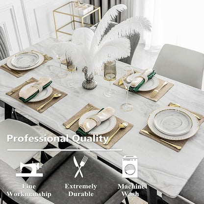 Home Brilliant Linen Placemats Set of 8 Heat Resistant Dining Table Cloth Place Mats Kitchen Table Mats Placemats Table Decor, Natural Linen