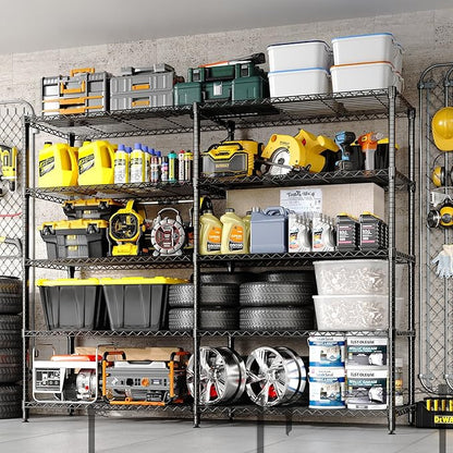 GarveeLife 70" H Storage Shelves L-Shaped 1325 LBS Heavy Duty Metal Shelving 5-Tier Wire Shelving for Corner Storage Rack Adjustable Pantry Shelf for Kitchen Pantry, 70.5" H x 59" W x 13.8" D