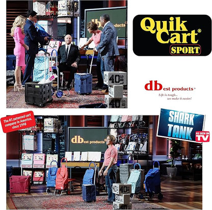 dbest Products Quik Cart Sport Collapsible Rolling Crate on Wheels for Teachers Tote Basket 80 lbs Capacity, Made from Heavy Duty Plastic, Black, Compact