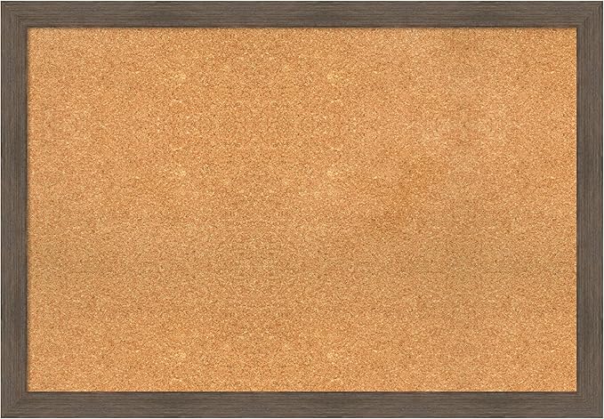 Amanti Art Natural Cork Board for Wall, 27x39 Vision Board with Brown Wood Frame, Large Corkboard Office Decor for Home Organization, Rustic Farmhouse Corkboard Pinboard to display items for home