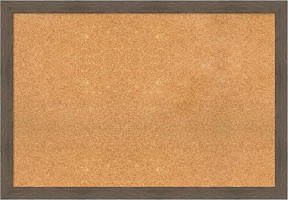 Amanti Art Natural Cork Board for Wall, 27x39 Vision Board with Brown Wood Frame, Large Corkboard Office Decor for Home Organization, Rustic Farmhouse Corkboard Pinboard to display items for home