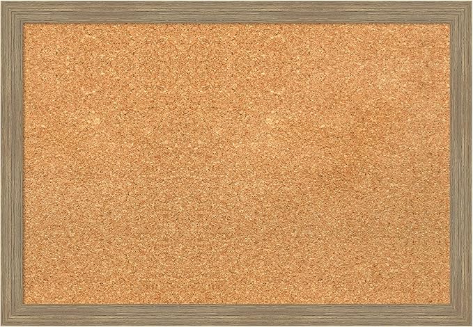 Amanti Art Natural Cork Board for Wall, 18x26 Vision Board with Brown Wood Frame, Medium Corkboard Office Decor for Home Organization, Casual Corkboard Pinboard to display items for home organization