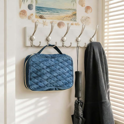 SKOLOO Creations White Solid Wood Wall Mounted Coat Rack, 5 Hooks, 16-7/8" Long - Kitchen, Mudroom, Entryway, Bathroom - Includes Mounting Hardware, Wall Coat Hanger, Towel Rack, Pack of 2