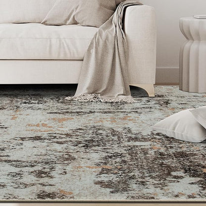 5x7 Area Rugs for Living Room Rug Washable: Abstract Rug for Dining Room Bedroom Carpet Non Slip 5 by 7 Indoor Modern Nursery Home Office Brown Beige