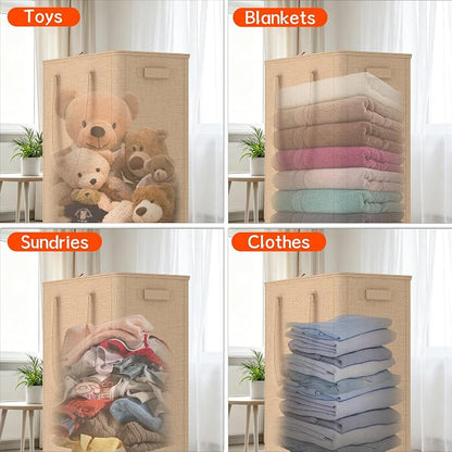 Slim Laundry Hamper with Wheels,15 Gal (55L) Rolling Laundry Basket with lid and wheels Clothes Hamper Foldable Tall Dirty Clothes Basket Sturdy Collapsible Clothes Hamper for Dorm,Laundry Room