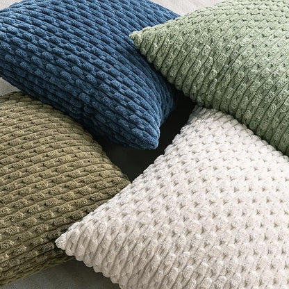 Set of 4 Olive Green Decorative Throw Pillow Covers 20x20 Inch Corduroy Pillow Covers for Bed Couch Sofa Living Room Soft Square Cushion Cases