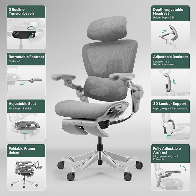 HINOMI H2 Pro Premium Ergonomic Office Chair - Comfy Home Office Desk Computer Chair with Adjustable Back Support, Swivel Wheels, Flip-up Arms, Comfortable Mesh Seat for Desk Work (Black)