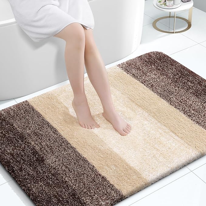 OLANLY Large Bathroom Rugs Mat 47x32, Extra Soft Absorbent Microfiber Bath Rugs, Rubber Backing, Quick Dry, Machine Washable Bath Mats for Bathroom Floor, Tub and Shower, Home Decor Accessories, Brown