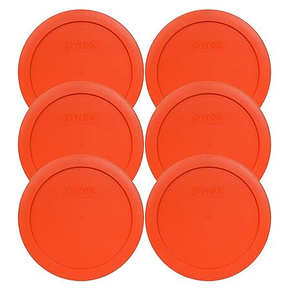 Pyrex 7201-PC 4 Cup Pumpkin Orange Food Storage Replacement Lids (6-Pack) - Made in USA