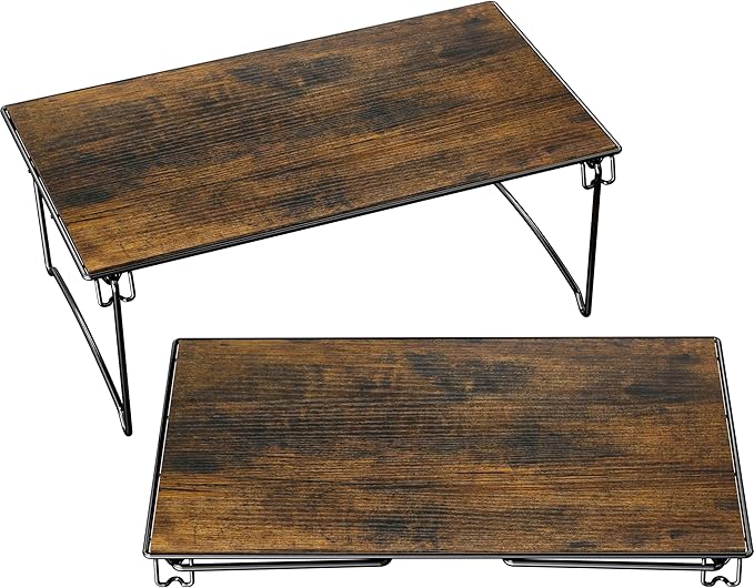 Deco Brothers Stackable Cabinet Shelf, 2 Pack, Rustic Brown