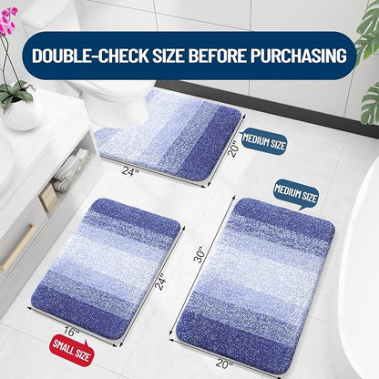 OLANLY Bathroom Runner Rugs Mat 47x24, Extra Soft Absorbent Microfiber Bath Rugs, Rubber Backing, Quick Dry, Washable Long Bath Mats for Bathroom, Tub and Shower, Home Decor Accessories, Blue-Violet