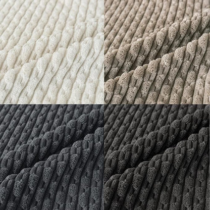 Set of 4 Grey White Taupe Decorative Throw Pillow Covers 18x18 Inch Corduroy Pillow Covers for Bed Couch Sofa Living Room Soft Square Cushion Cases