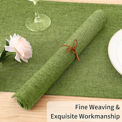 Homaxy Cloths Placemats for Dining Table Set of 4, Heat Resistant Washable Cotton Linen Blend Table Mats, Easy to Clean Place Mats for Indoor Outdoor Party Kitchen Decoration, 13" x 19", Grass Green