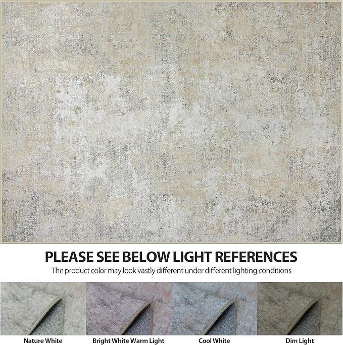 6x9 Area Rugs for Living Room Rug Washable: Abstract Rug for Dining Room Bedroom Carpet Non Slip 6 by 9 Indoor Modern Nursery Home Office Beige Grey